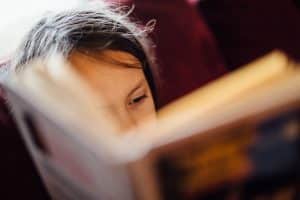 zoomed in child reading